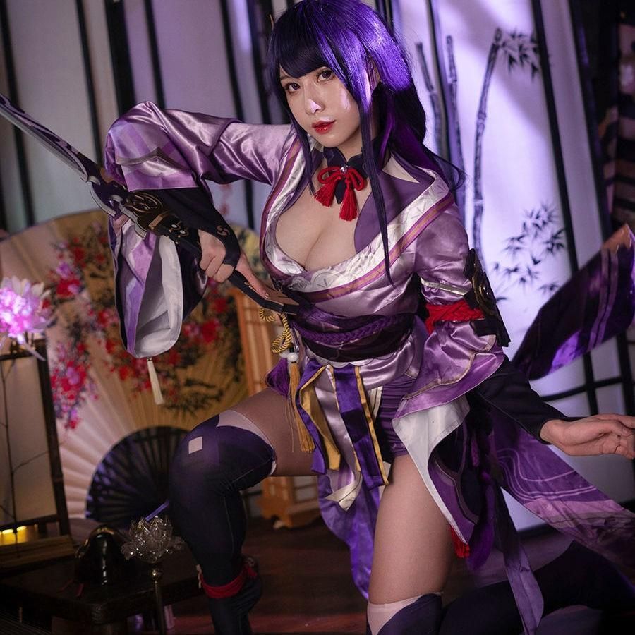 ♥ ゲーム 原神 コスプレ服 稲妻城 雷神 バアル 雷電将軍 コスプレ アニメ ゲーム 服装 女性用 meilu51209