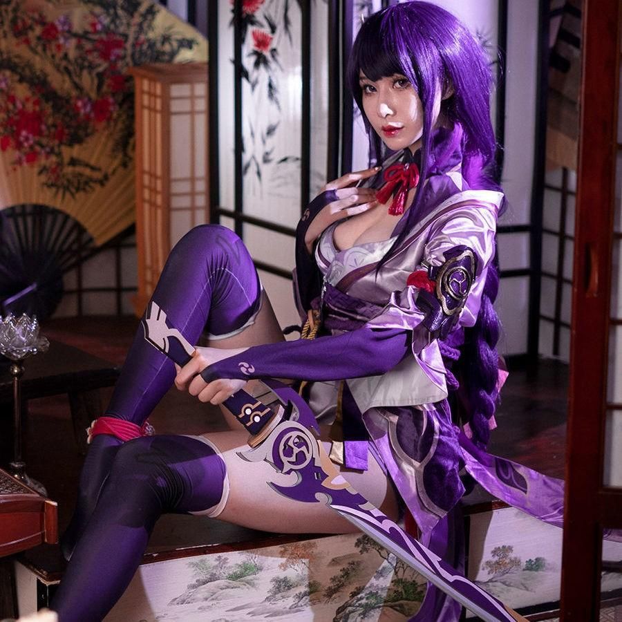 ゲーム 原神 コスプレ服 稲妻城 雷神 バアル 雷電将軍 コスプレ アニメ 服装 女性用 meilu 51209