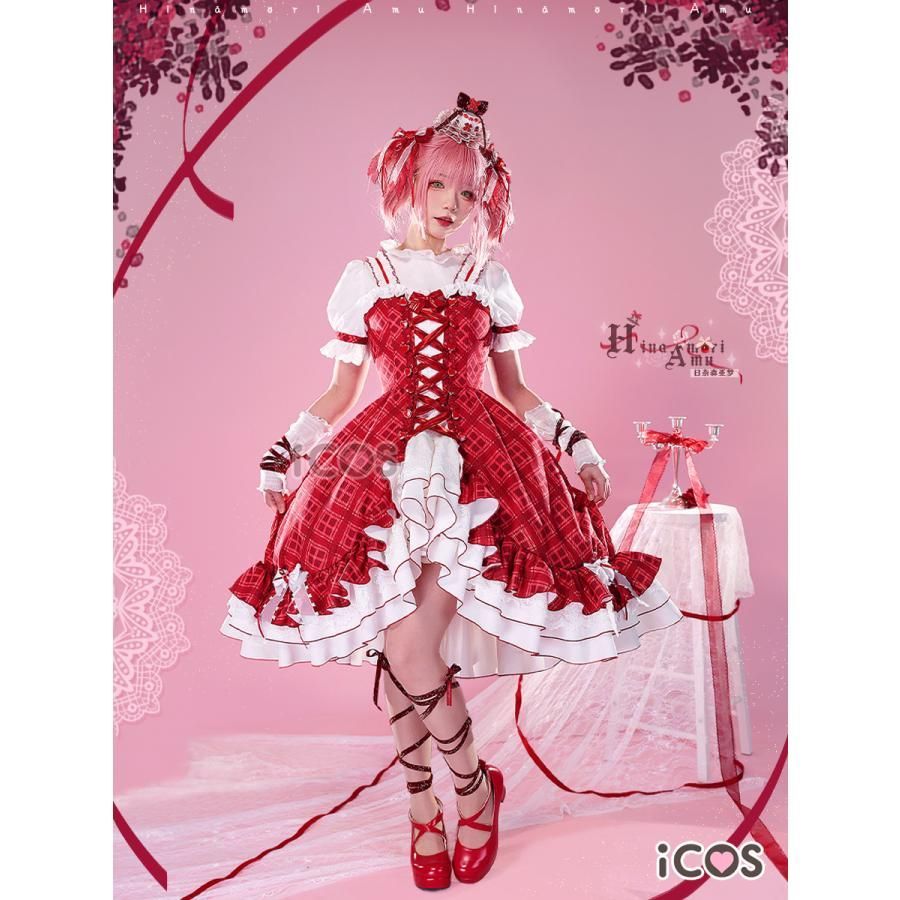 ICOS しゅごキャラ 日奈森あむ デート 赤白ドレス コスプレ衣装 女性用 meilu 51210
