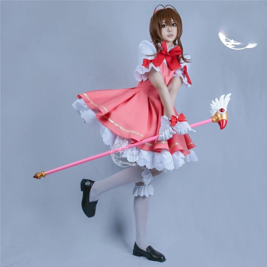 霧都アニメ カードキャプターさくら 木之本さくら 紅白戦闘服 コスプレ衣装 meilu 51209