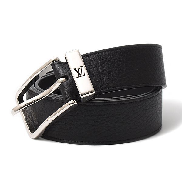 LOUIS VUITTON レザーベルト ブラック 95/38 LOUIS VUITTON 【超美品】ルイヴィトン サンチュールLVイニシアル