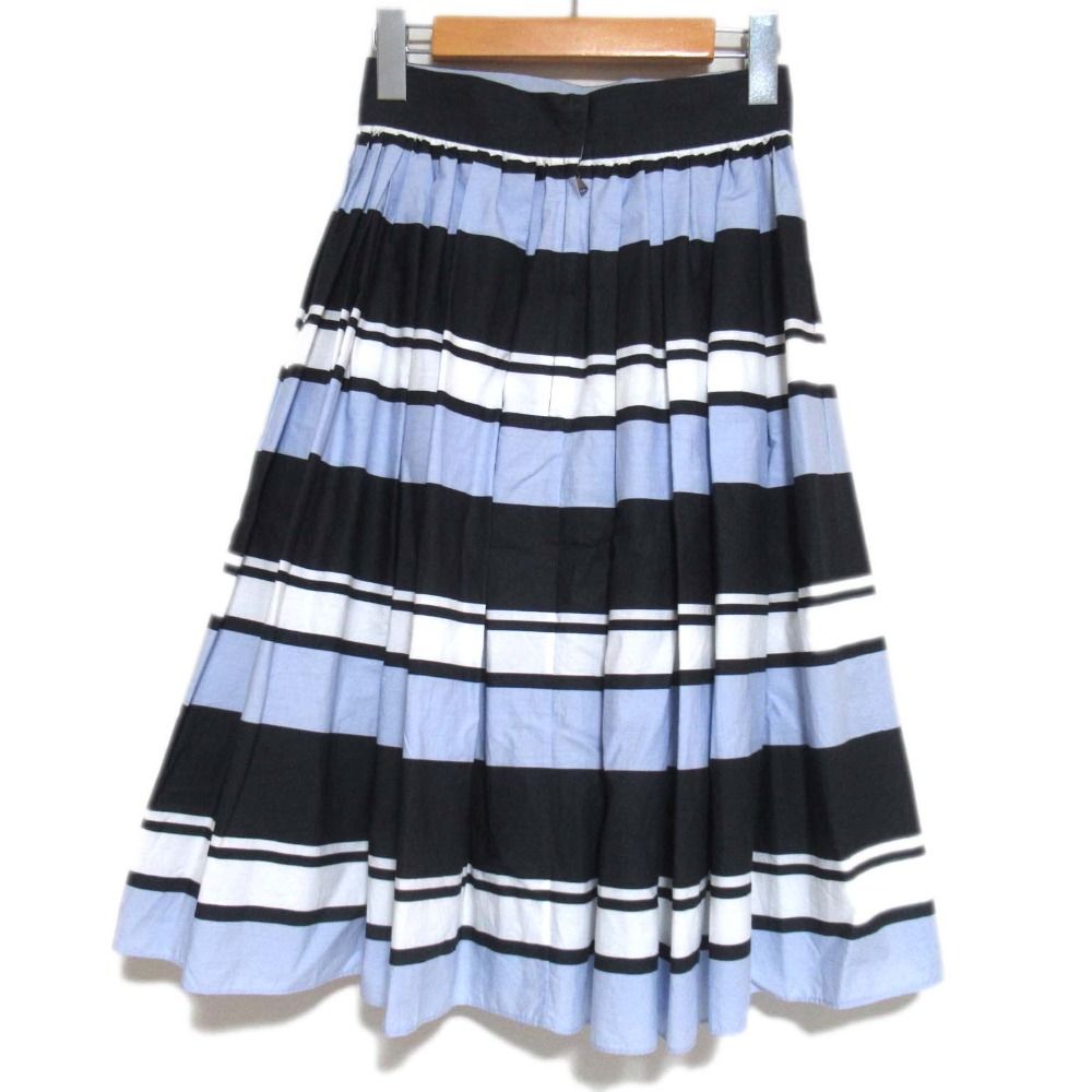 良品 DOLCE&GABBANA ドルチェ&ガッバーナ ボーダー柄 ひざ丈 タック