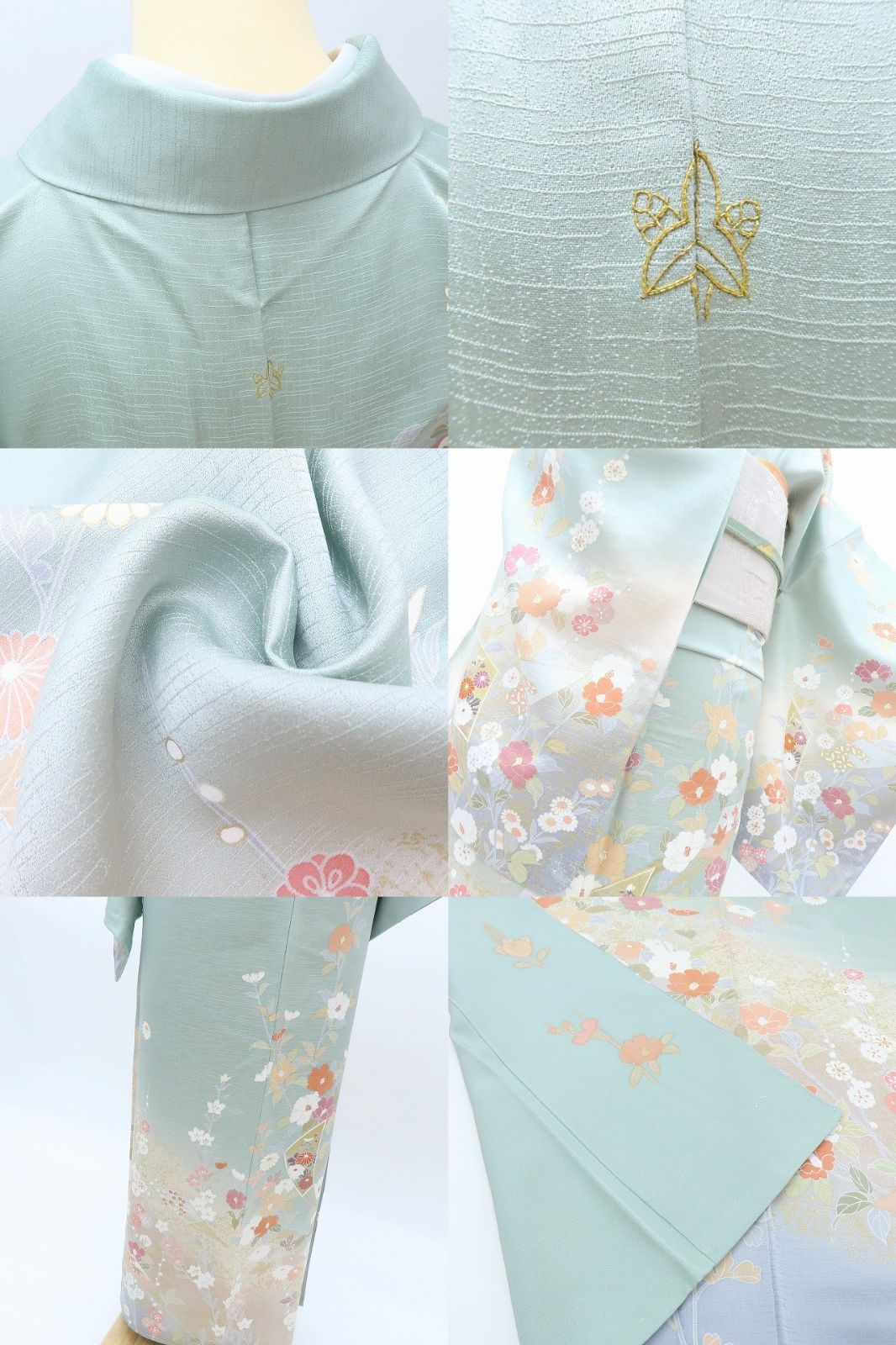 百華❀Y4039◇美品未着用 正絹 縫い一つ紋 仕付け糸付 手縫い仕立て 椿