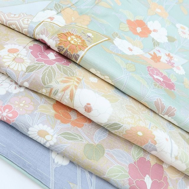 百華❀Y4039◇美品未着用 正絹 縫い一つ紋 仕付け糸付 手縫い仕立て 椿