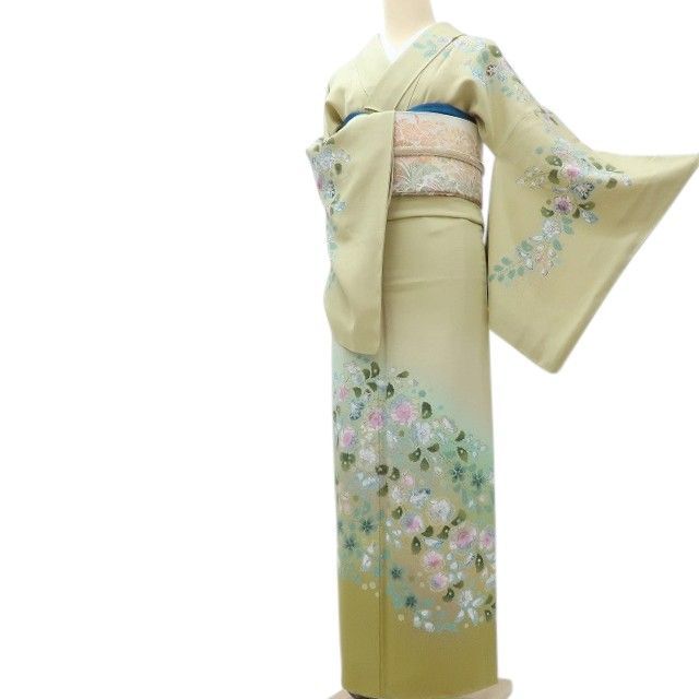 百華❀Y4040◇美品未着用 正絹 辻が花 絞り 仕付け糸付 手縫い仕立て