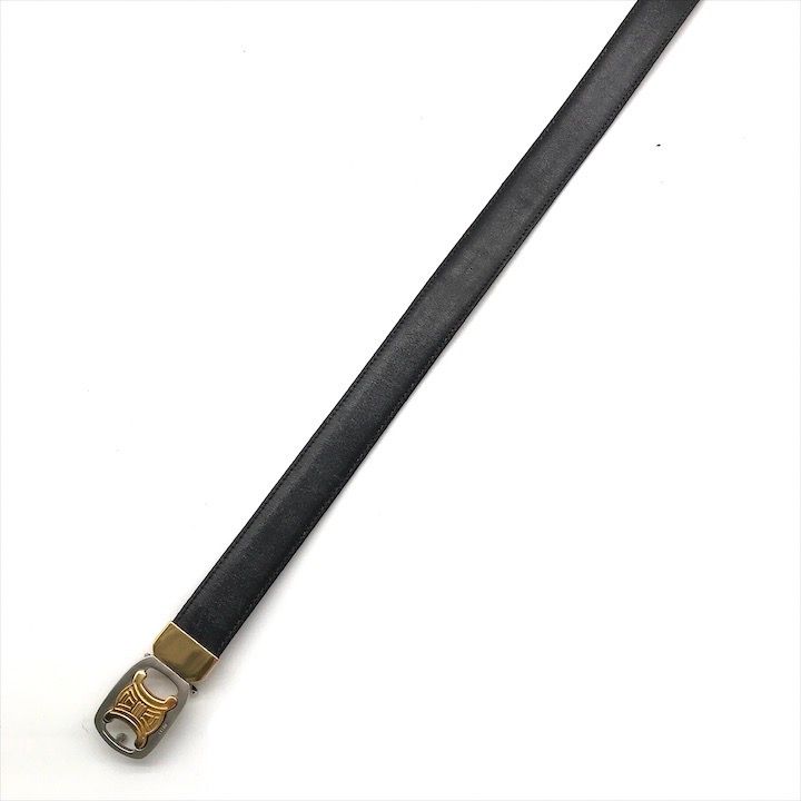 美品 CELINE セリーヌ トリオンフ レザー ベルト ブラック ブラウン