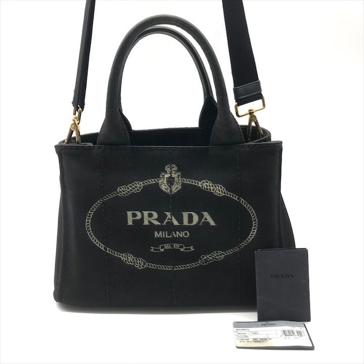 良品 PRADA プラダ ロゴ キャンバス カナパ 2WAY ハンド ショルダー