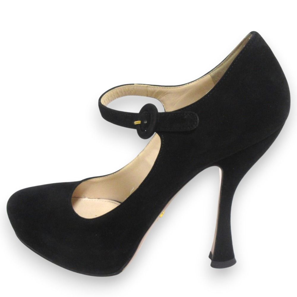 良品 PRADA プラダ メリージェーン スエード アンクルストラップ