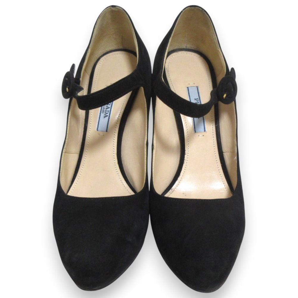 良品 PRADA プラダ メリージェーン スエード アンクルストラップ
