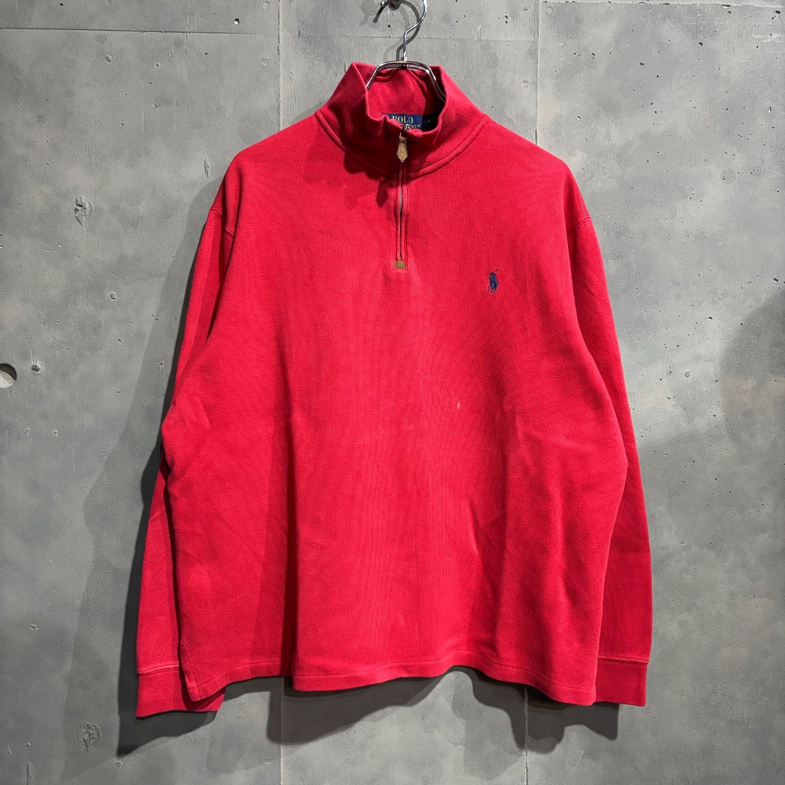 ハーフジップコットンニットセーター レッド 2000s POLO RALPH LAUREN