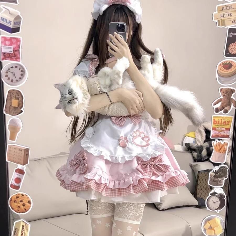 ♥ 可愛い メイド 軟妹 猫 二次元 ロリータ コスプレ 服装 ワンピース メイド装 コス meilu 51209