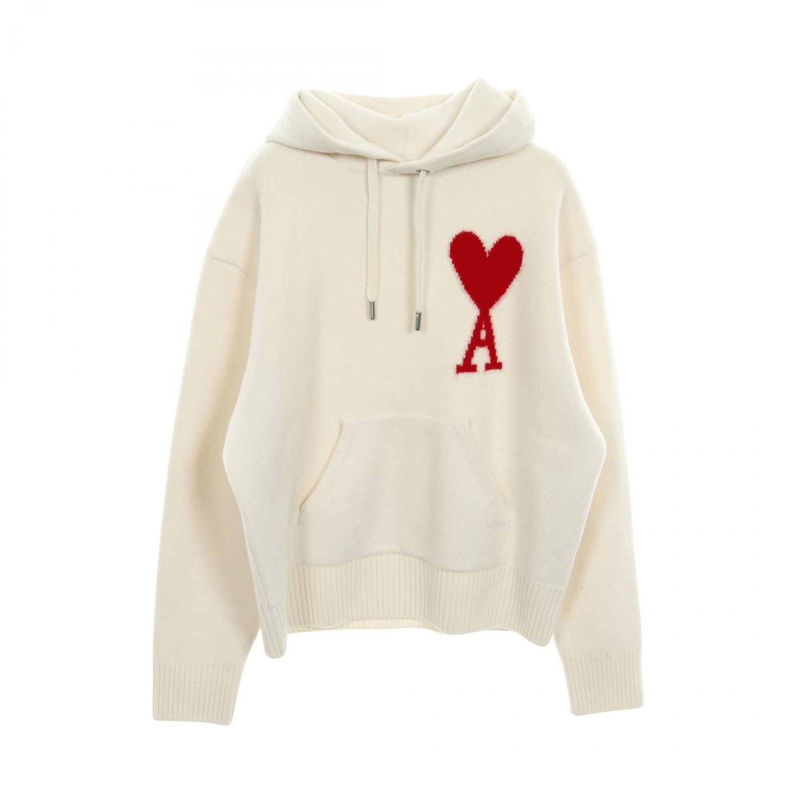 アミ AMI ニット ハートロゴ 白 ウール ニートパーカー メンズ Used A