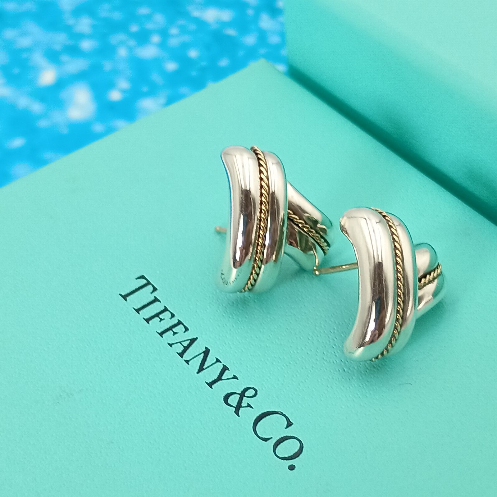 TIFFANY&Co.ティファニー ツイストロープピアス シルバー×ゴールド TIFFANY&Co.ティファニー ツイストロープピアス シルバー925 ゴールド