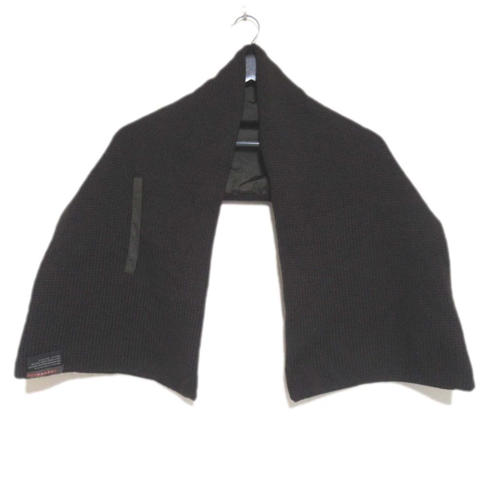 プラダ PRADA 高級カシミヤ ダークブラウン ほぼ黒色 美品 マフラー