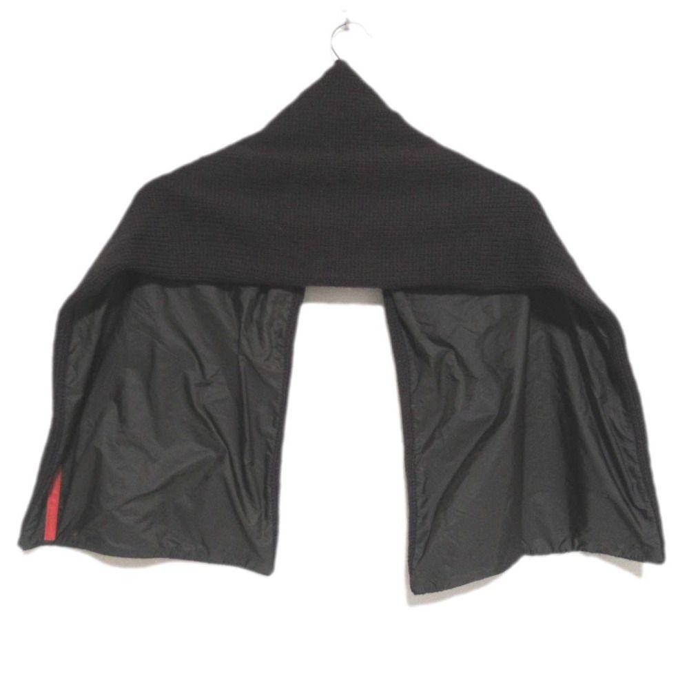 美品 PRADA SPORT プラダスポーツ ナイロン×ニット マフラー ダーク