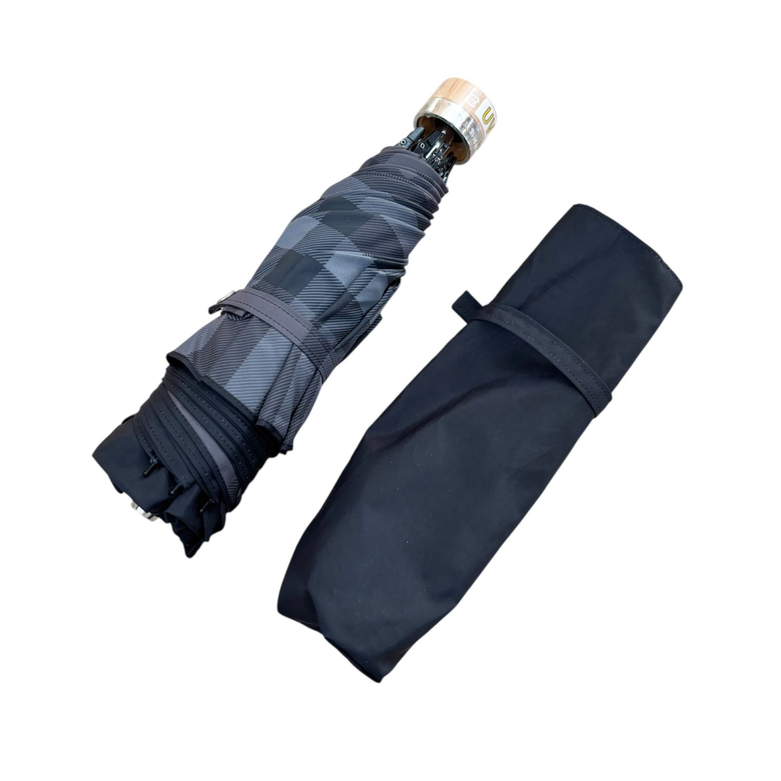 RE333 BURBERRY バーバリー 折りたたみ傘 ブラック×ノバチェック 黒 UV