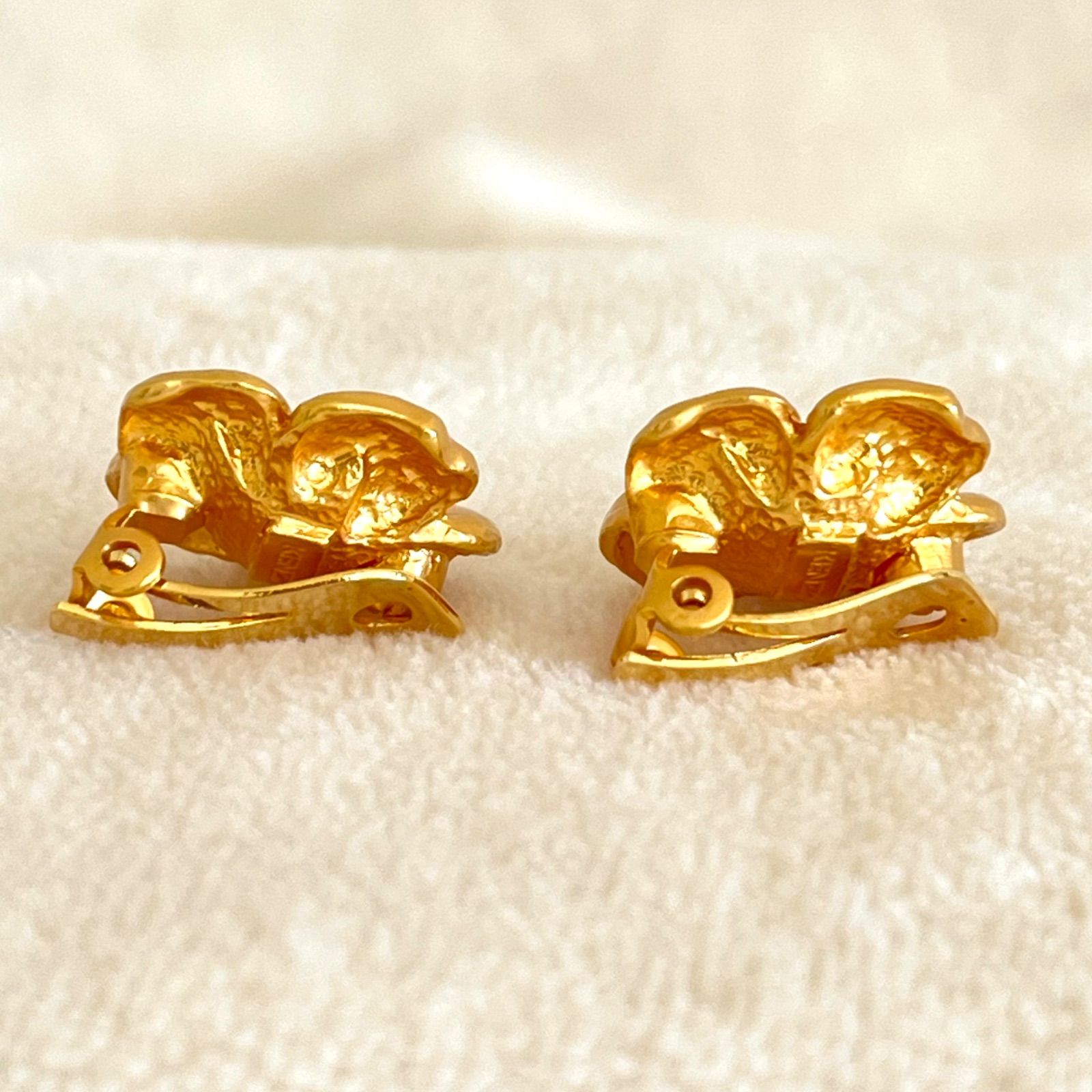 美品 箱付 KENZO ケンゾー ネックレス イヤリング フラワー 花 ゴールド KENZO ネックレス vintage KENZO✨ケンゾー イヤリング フラワー