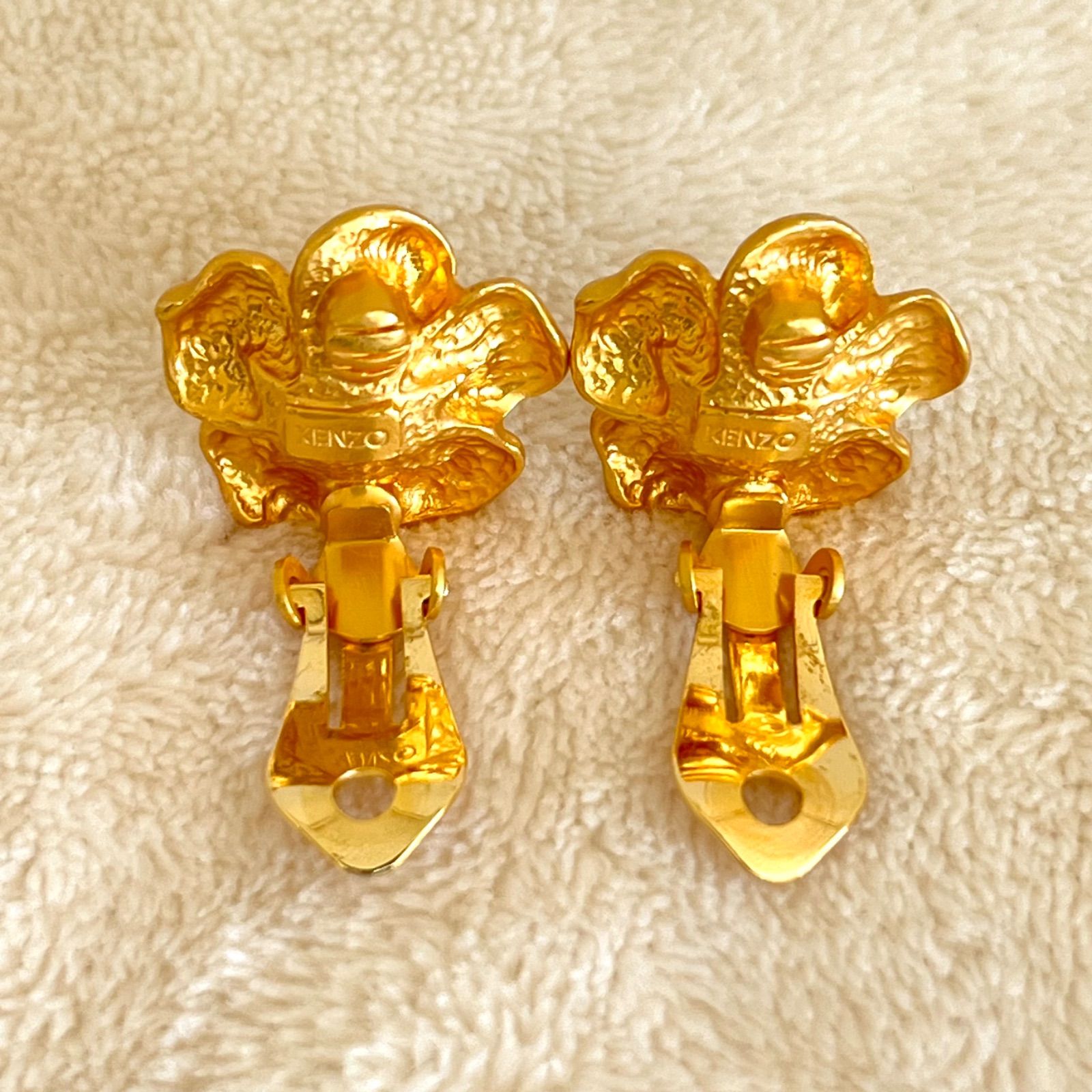 美品 箱付 KENZO ケンゾー ネックレス イヤリング フラワー 花 ゴールド KENZO フラワーネックレス イヤリング セット 美品 箱付 KENZO