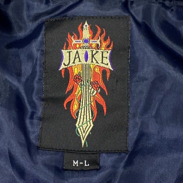 JAKE 龍×鷹 別珍スカジャン ネイビー size M-L[24] 工場 希少ベロア