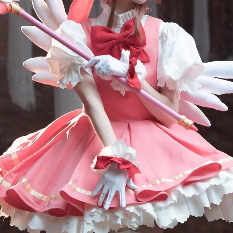 高品質 カードキャプターさくら コスプレ服 子供用 サイズ 赤白 戦闘服 コスプレ 二次元 アニメ 服装 meilu 51205