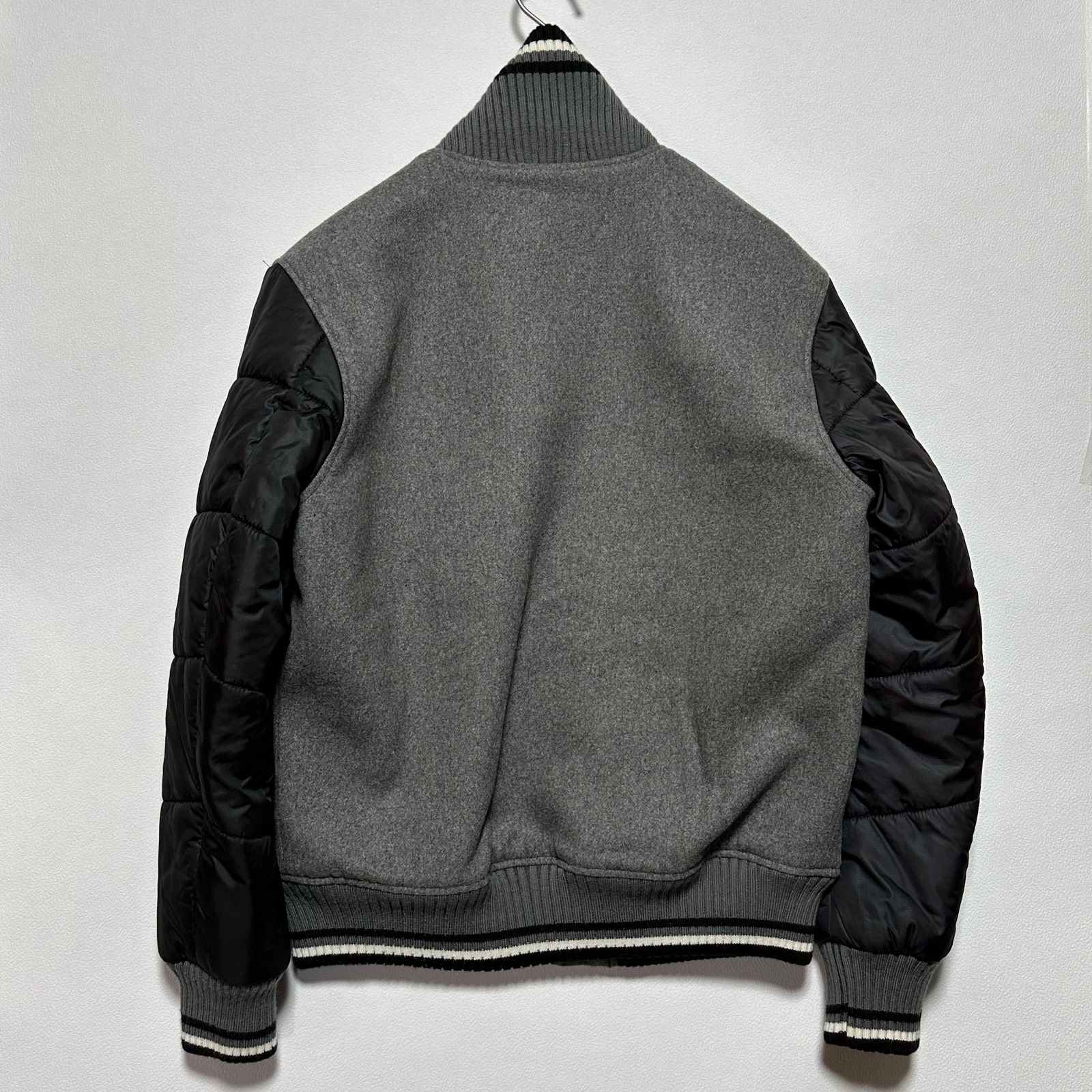 SCHOTT ショット スタジャン M グレー×ブラック 切替 メルトン