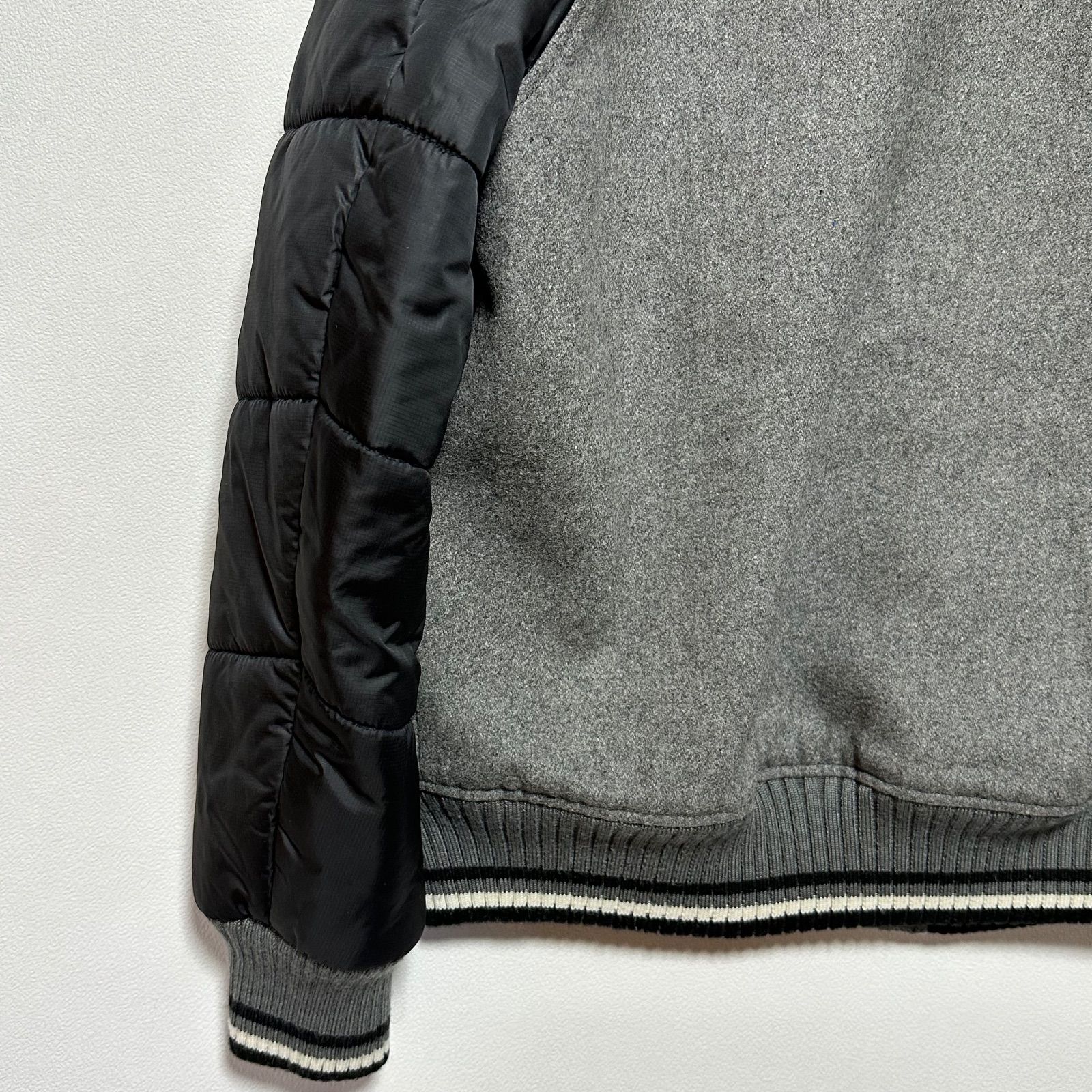 SCHOTT ショット スタジャン M グレー×ブラック 切替 メルトン