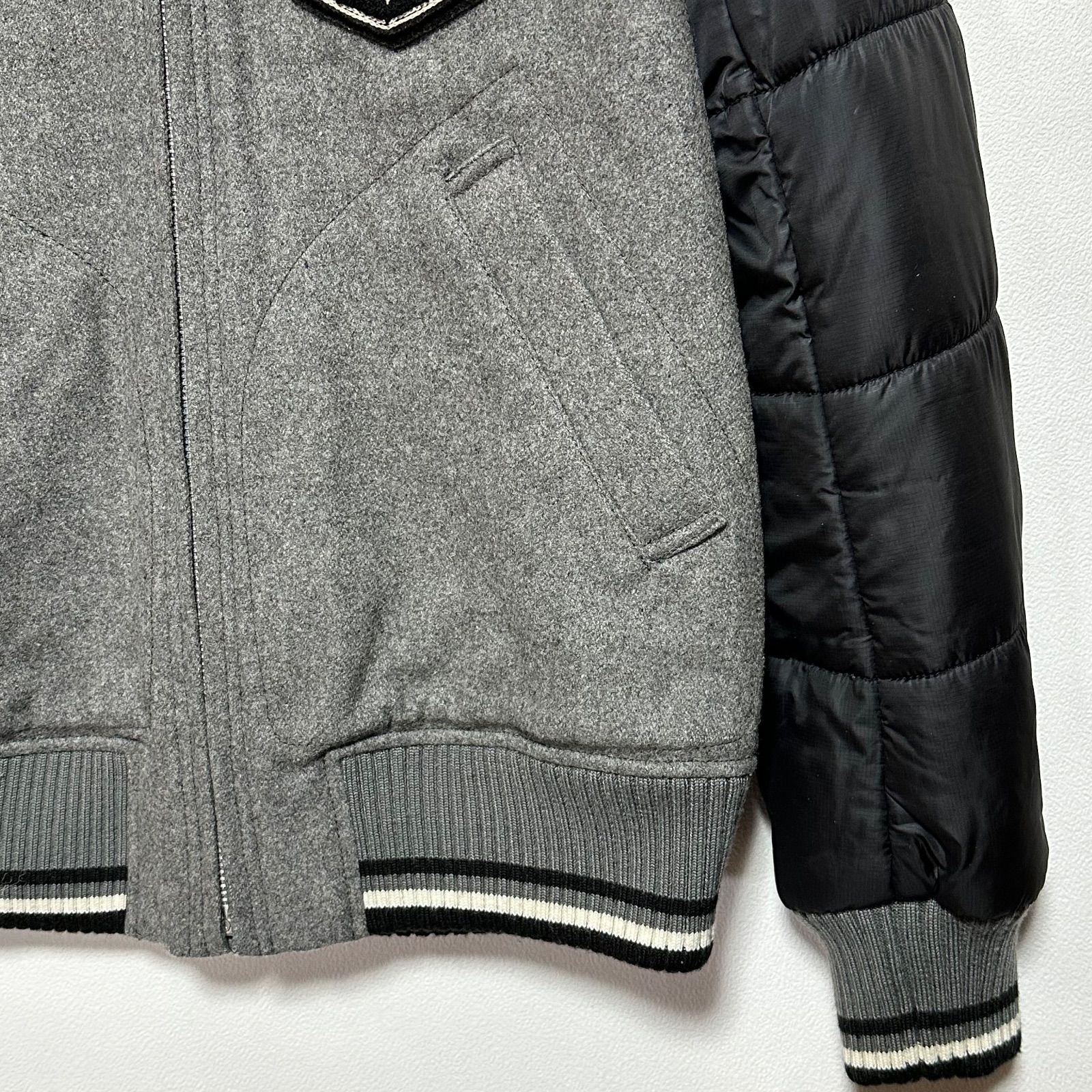 SCHOTT ショット スタジャン M グレー×ブラック 切替 メルトン