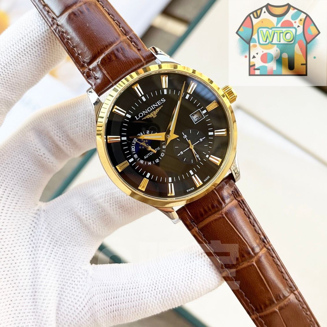 今日特価】Longines ロンジン 二針半 月相 全自動機械式ムーブメント