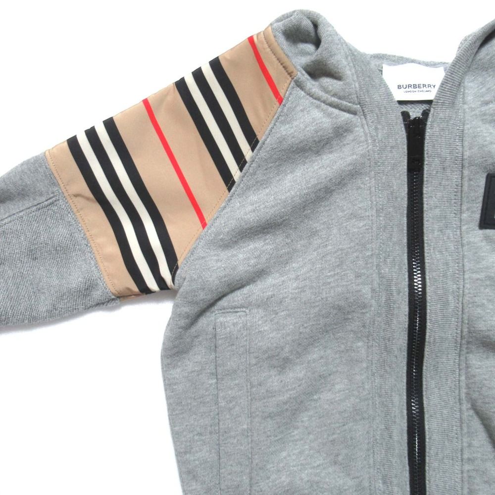美品 BURBERRY バーバリーロンドンイングランド キッズ ジップアップ スウェット パーカー 18M 86cm グレー キッズ 古着  USED