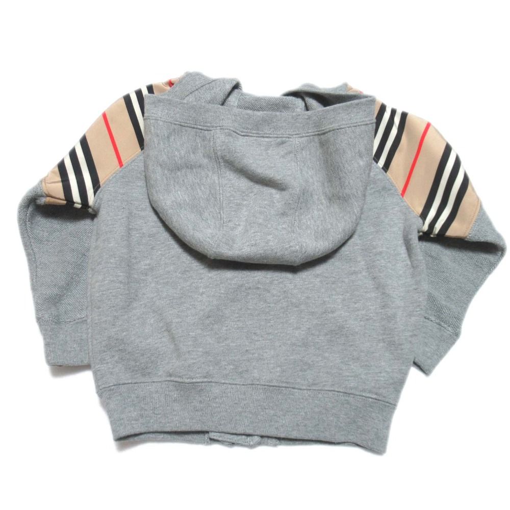 美品 BURBERRY バーバリーロンドンイングランド キッズ ジップアップ スウェット パーカー 18M 86cm グレー キッズ 古着  USED
