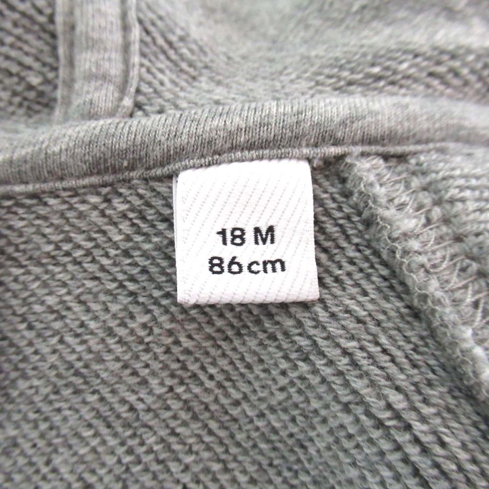 美品 BURBERRY バーバリーロンドンイングランド キッズ ジップアップ スウェット パーカー 18M 86cm グレー キッズ 古着  USED
