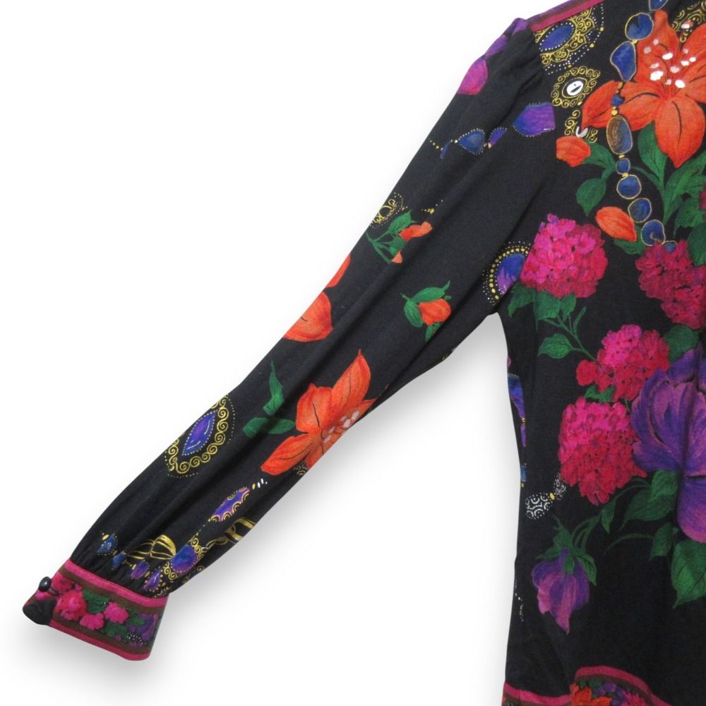 美品☆LEONARD FASHION レオナール ファッション ウール シルク 花柄