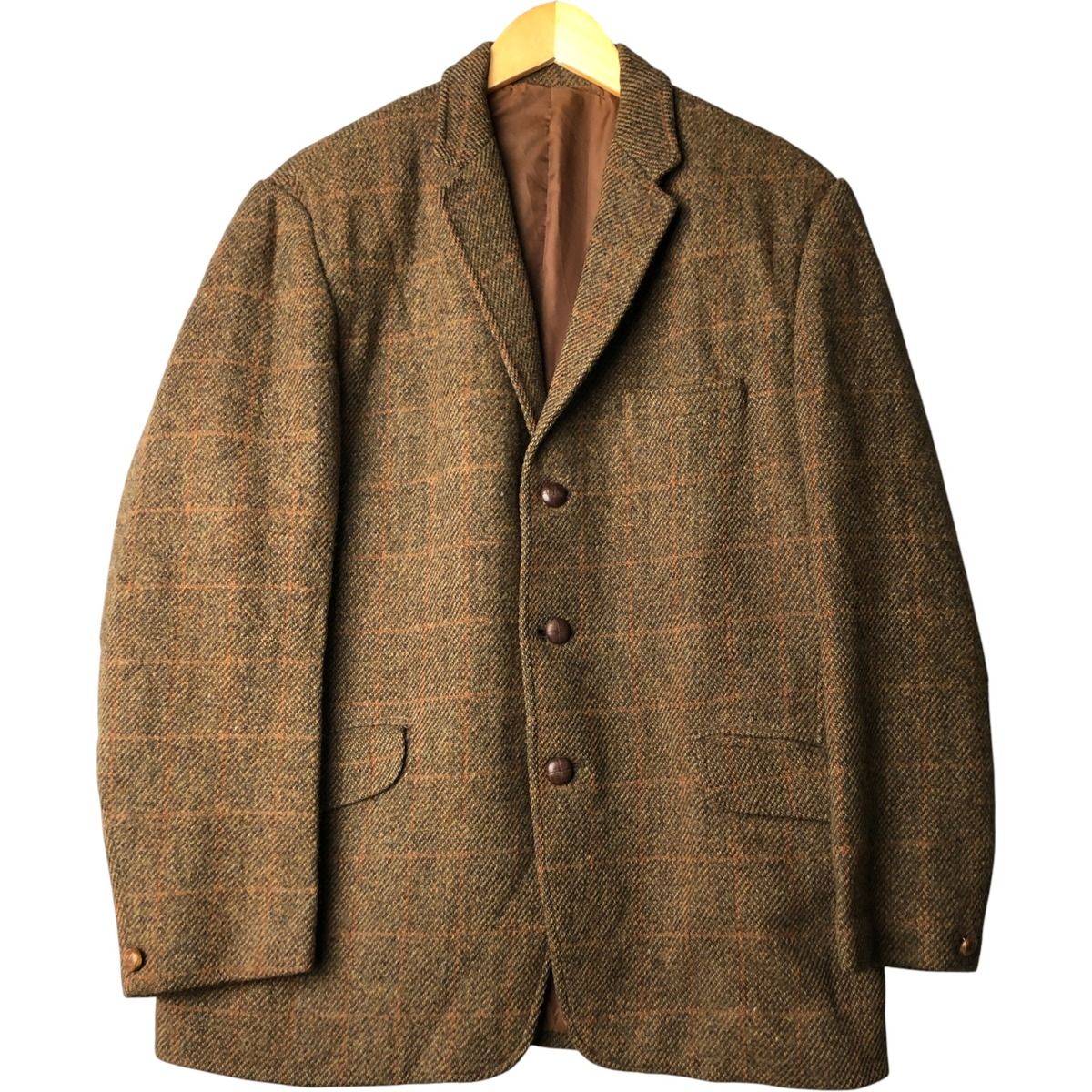 古着 ハリスツイード Harris Tweed チェック柄 ウールテーラード 