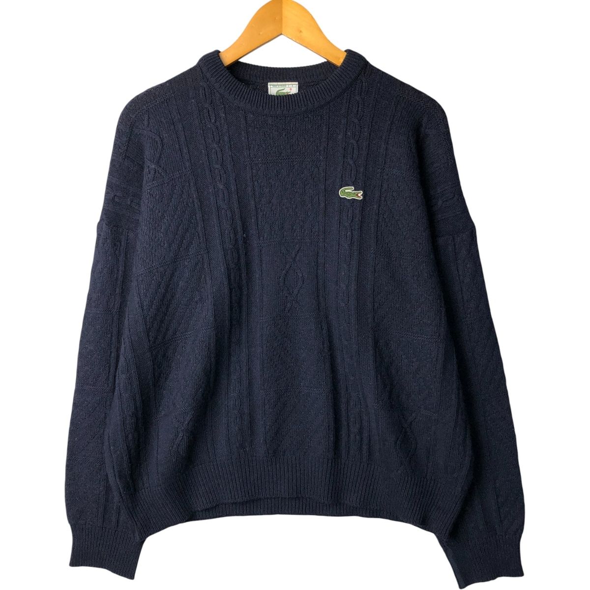 古着 80年代 ラコステ LACOSTE 総柄 アクリル×ウールニットセーター