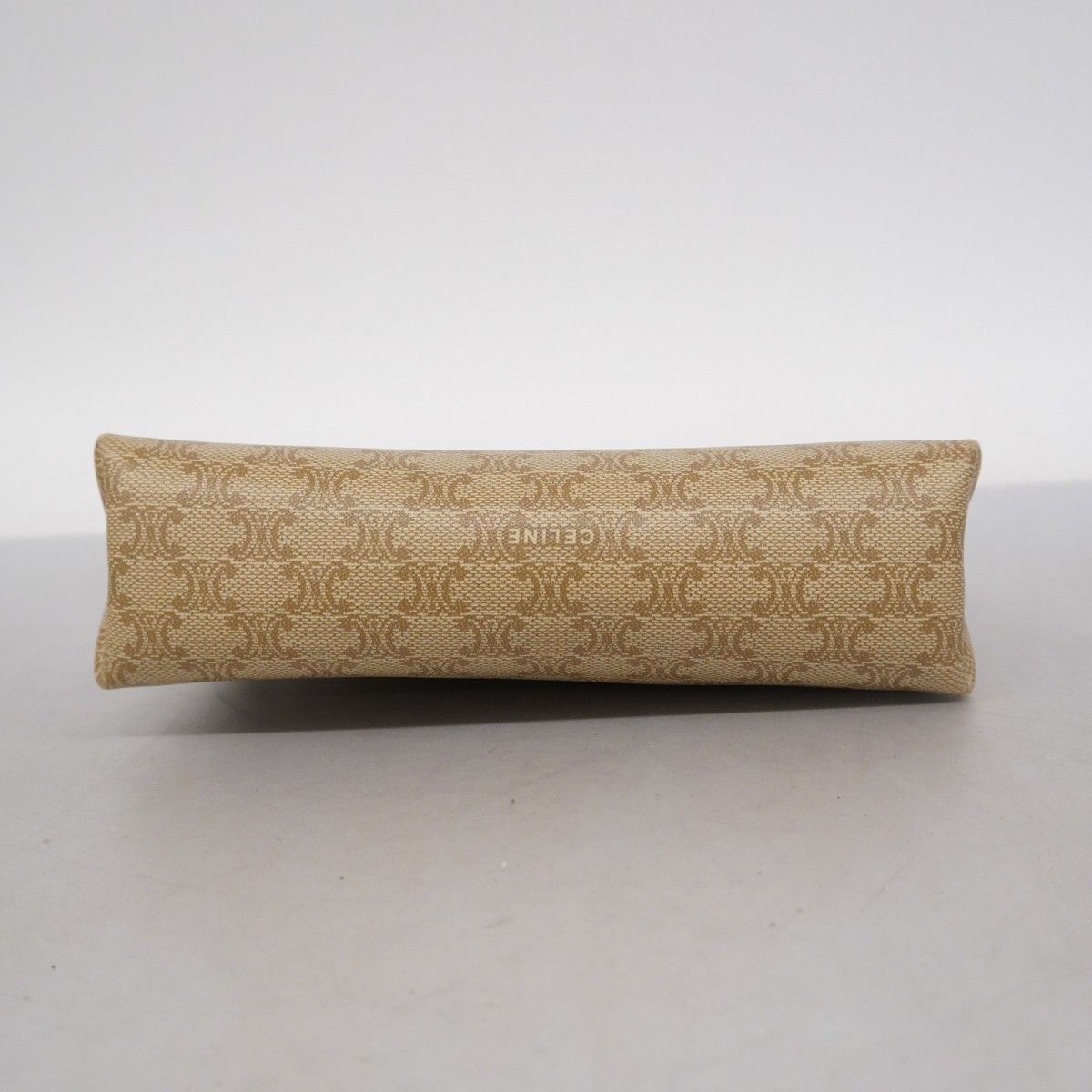 【CELINE】アクセサリーポーチ　マカダム柄　ゴールド金具　ベージュ　PVC 5oc2922-r】セリーヌ ポーチ マカダム PVC ベージュ ゴールド金具
