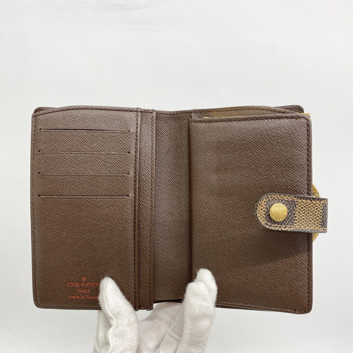 ルイ ヴィトン◎ヴィエノワ がま口 ダミエ エベヌ 二つ折り 財布
