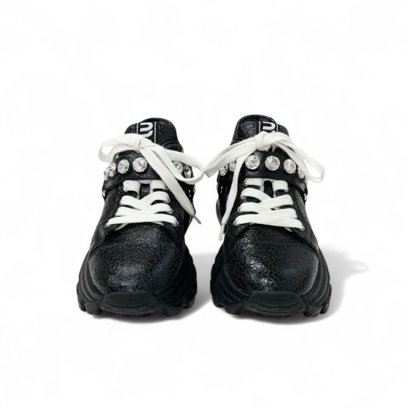 ミュウミュウ ファブリック ビジュー ロゴ スニーカー ブラック ミュウミュウ スニーカー レディース40 ブラック ファブリック