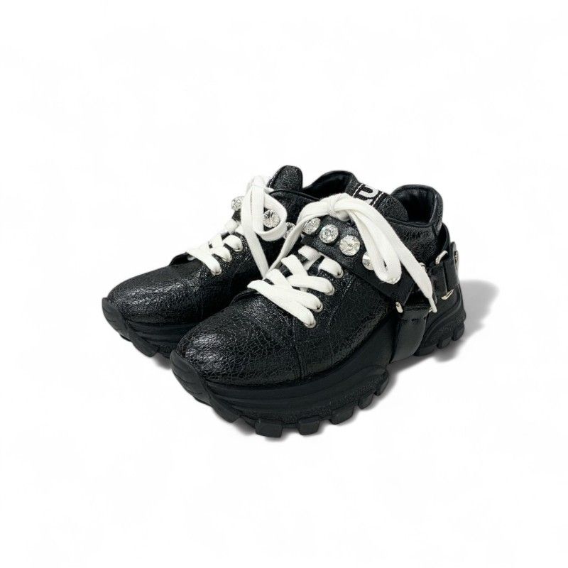 ミュウミュウ MIUMIU スニーカー 靴 シューズ レザー ブラック ロゴ