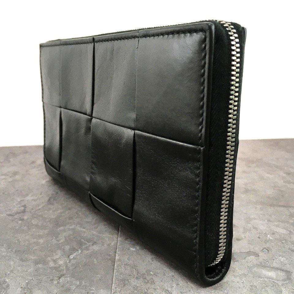 送料込み！ 美品 BOTTEGAVENETA ジップウォレット ブラック 532 - メルカリ