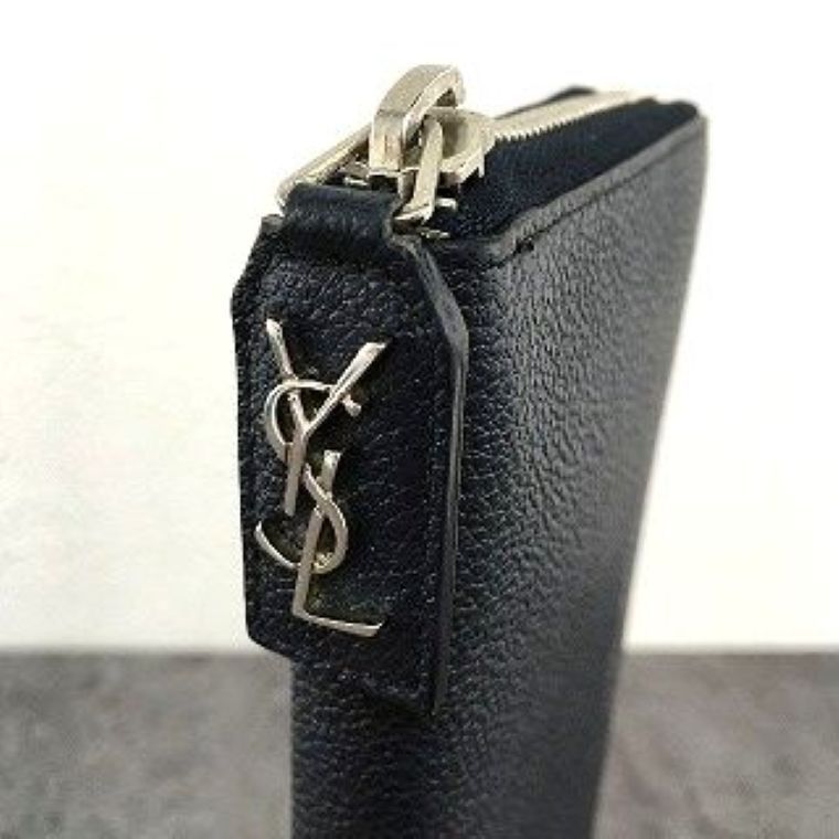YVES SAINT LAURENT ジップウォレット ネイビー YSL 599 送料込み！ 極美品 YVES SAINT LAURENT ジップウォレット ネイビー YSL