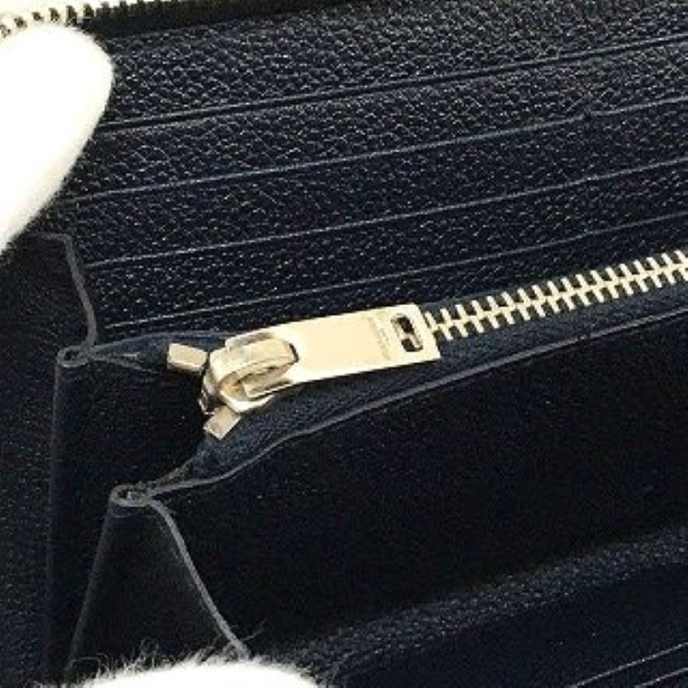 YVES SAINT LAURENT ジップウォレット ネイビー YSL 599 送料込み！ 極美品 YVES SAINT LAURENT ジップウォレット ネイビー YSL