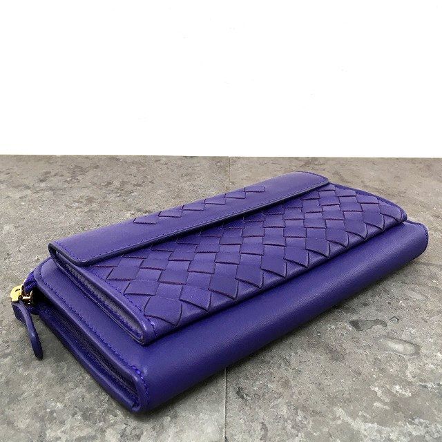 送料込み！ 極美品 BOTTEGAVENETA 長財布 イントレチャート パープル