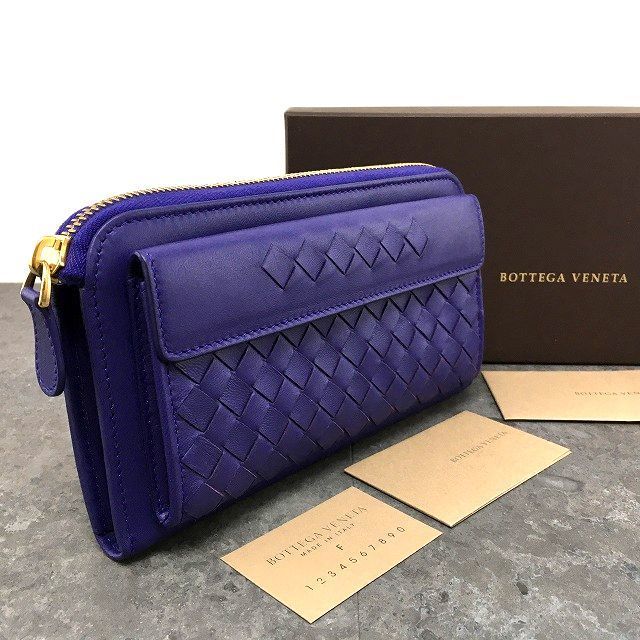 送料込み！ 極美品 BOTTEGAVENETA 長財布 イントレチャート パープル