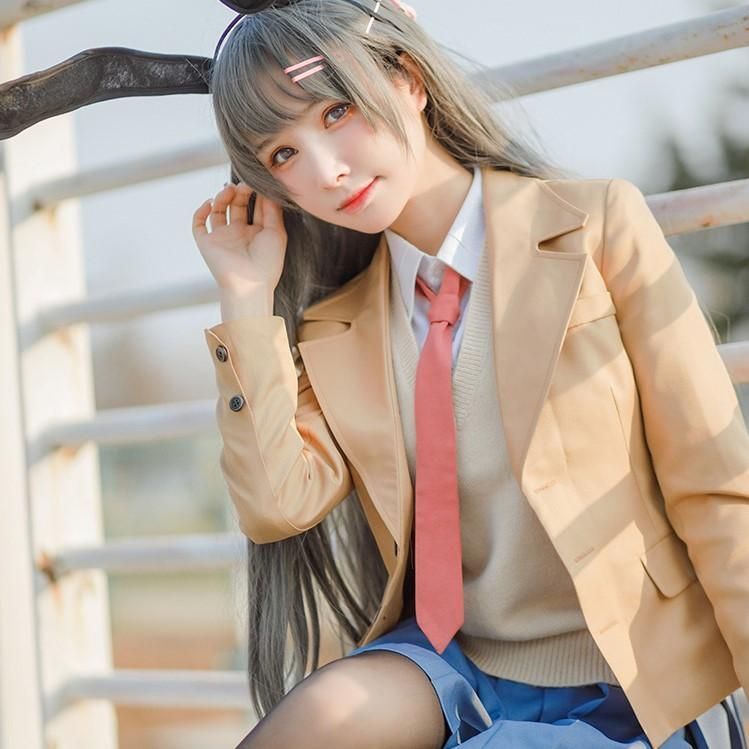 新発売 【青春ブタ野郎】桜島麻衣 バニーガール／制服 コスプレ衣装