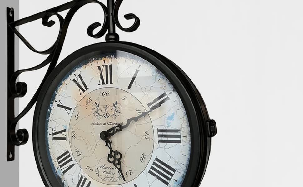 両面電波掛け時計 manbo-cr 直径31cm 電波時計 無音 プレゼント 壁