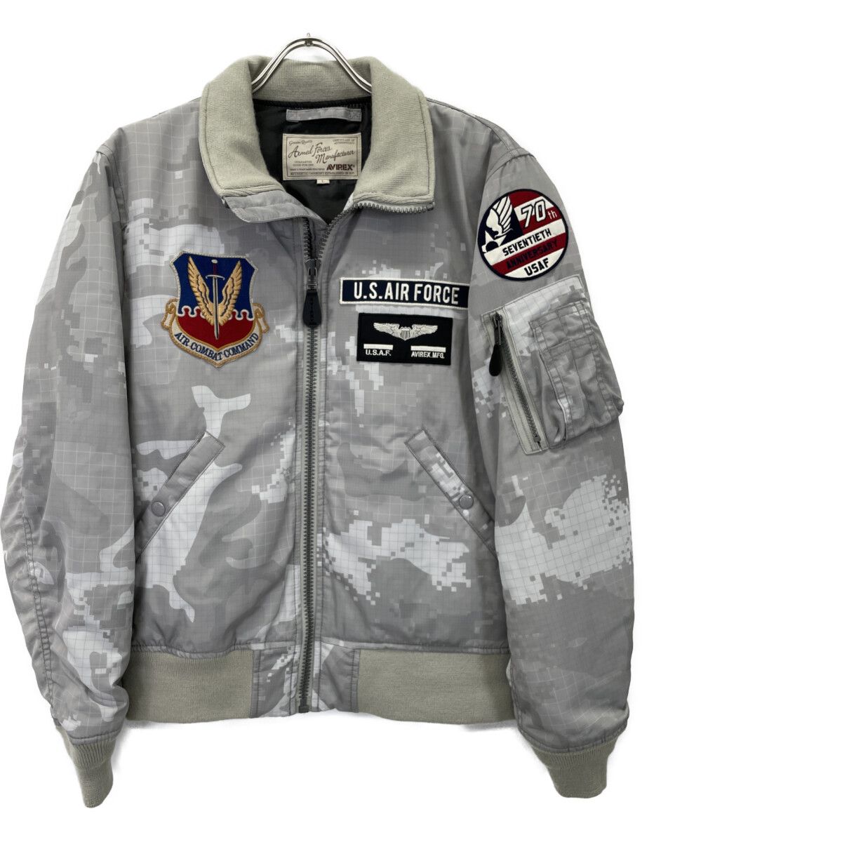 AVIREX アヴィレックス ｸﾞﾚｰ U.S.A.F. 70th ANNIVERSARY MA-1 ﾌﾗｲﾄｼﾞｬｹｯﾄ L