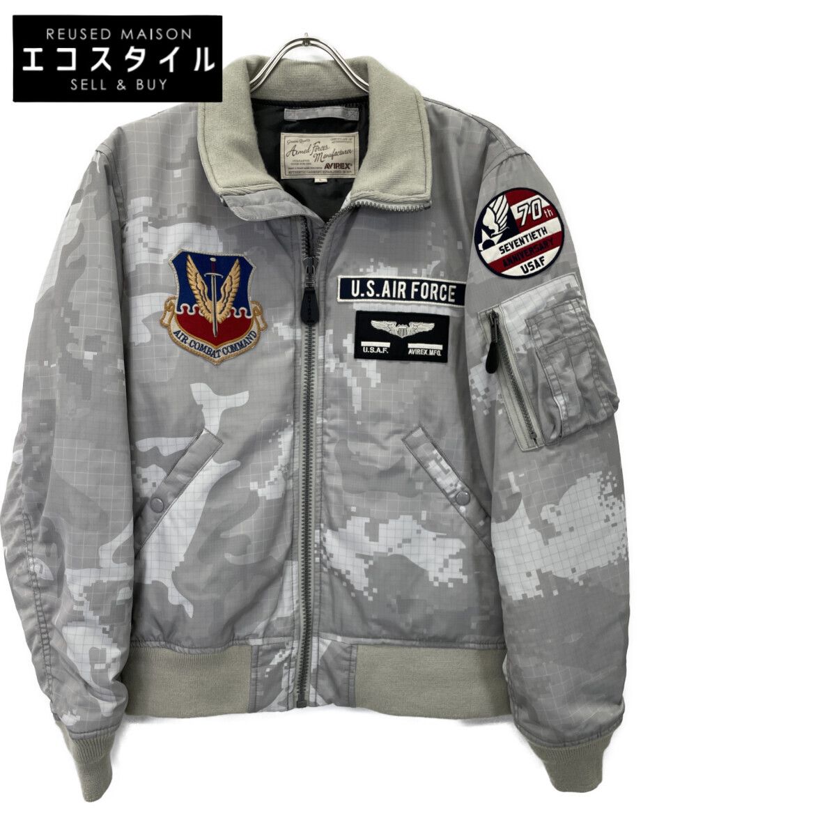 AVIREX　MA-1　フライトジャケット　USAF 70th ANNIV AVIREX アヴィレックス ｸﾞﾚｰ U.S.A.F. 70th ANNIVERSARY MA-1 ﾌﾗｲﾄｼﾞｬｹｯﾄ L