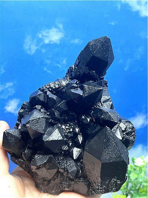 AAA級魔除け高透明度天然モリオン黒水晶クラスターB80C6/410C56A AAA級魔除け高透明度天然モリオン黒水晶クラスターB80C6/410C56A