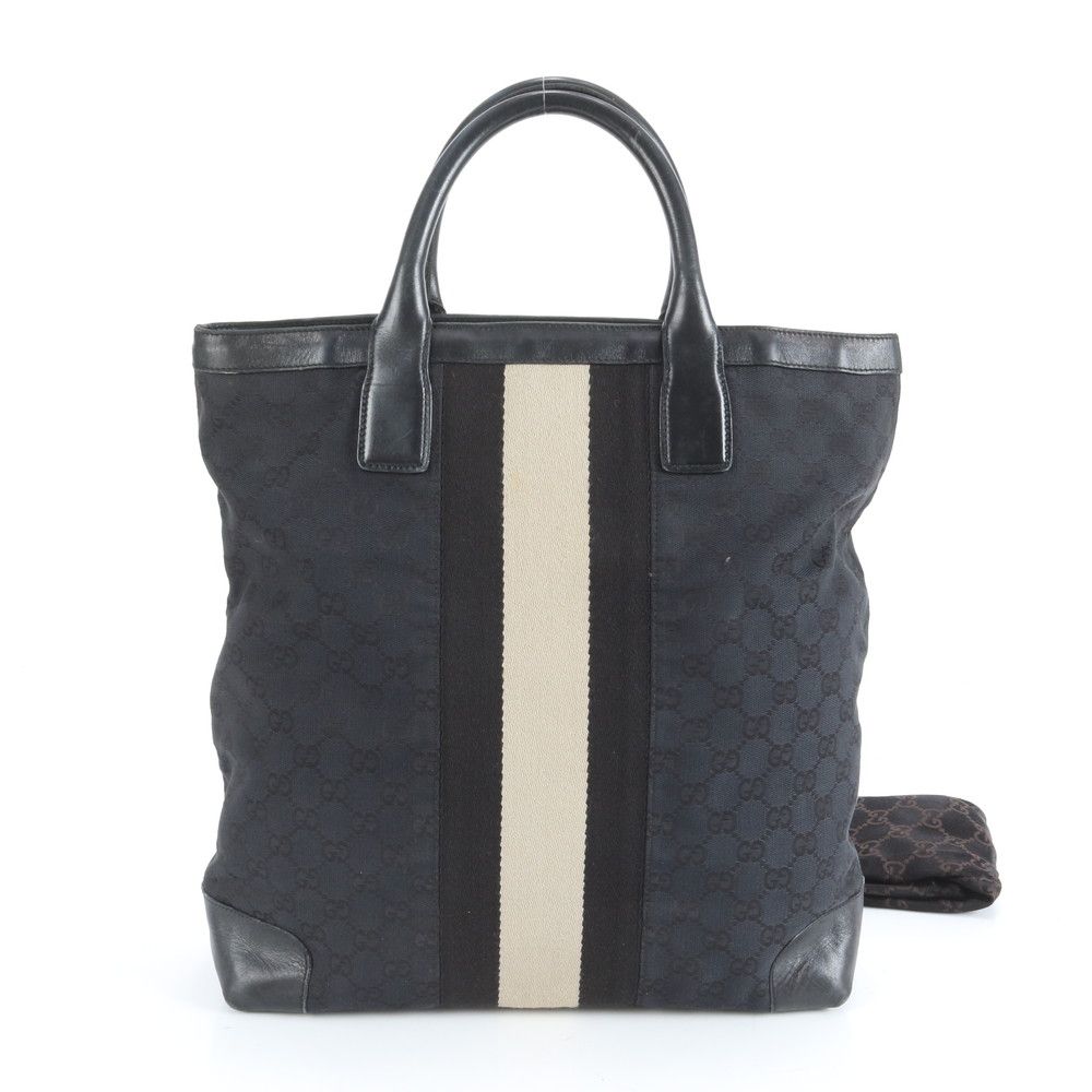 美品 グッチ GGキャンバス シェリー ライン 002-1093 レザー トート