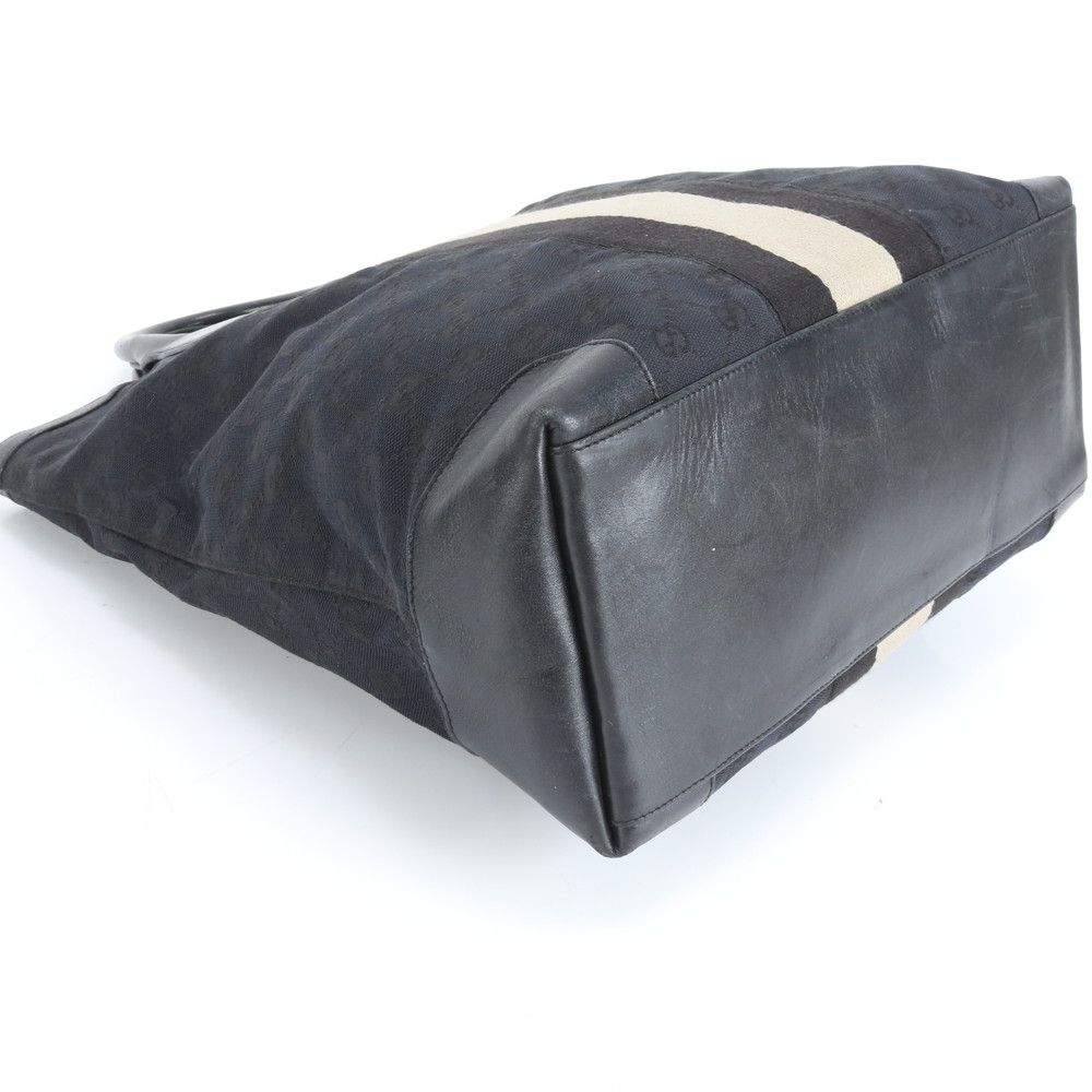 美品 グッチ GGキャンバス シェリー ライン 002-1093 レザー トート